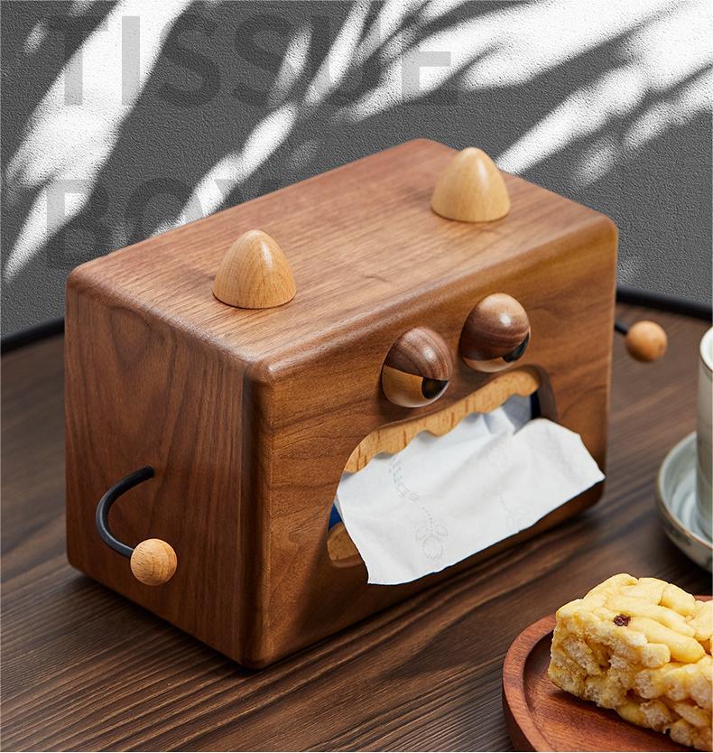 Solid Wood Small Monster Tissue Box