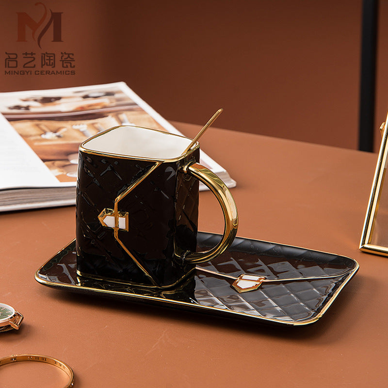 Gold-Painted Coffee Cup And Saucer Set