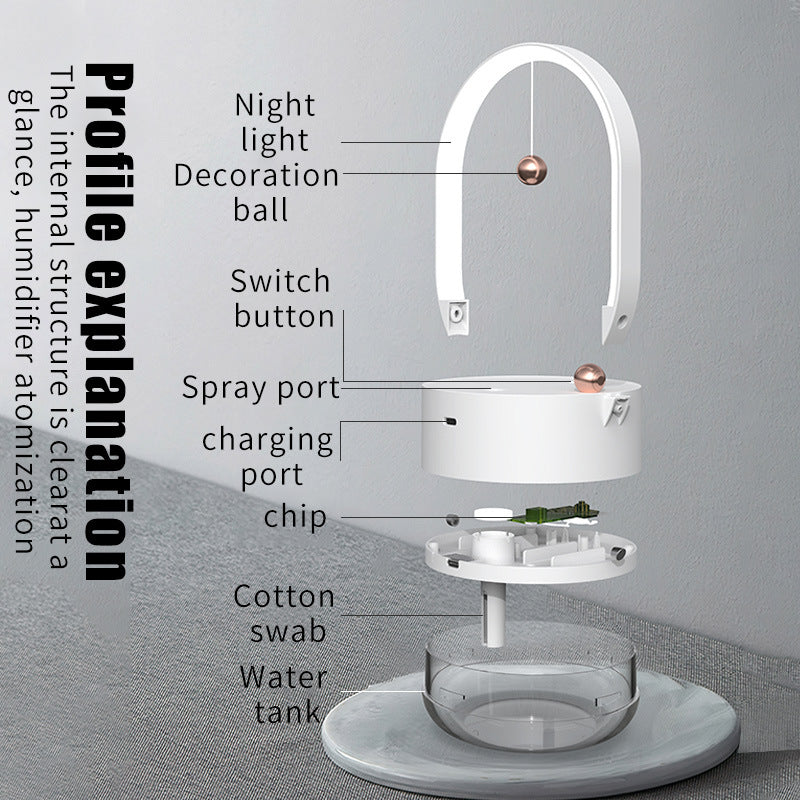 Creative Magnetic Suction Night Light Humidifier