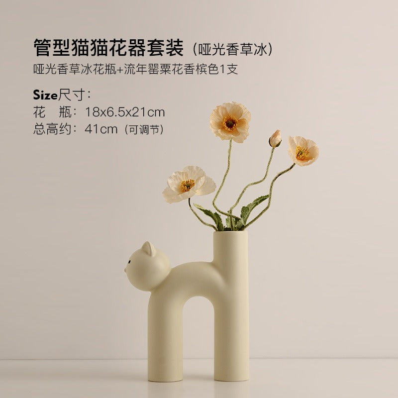 Creative Christmas Cute Tubular Cat Vase