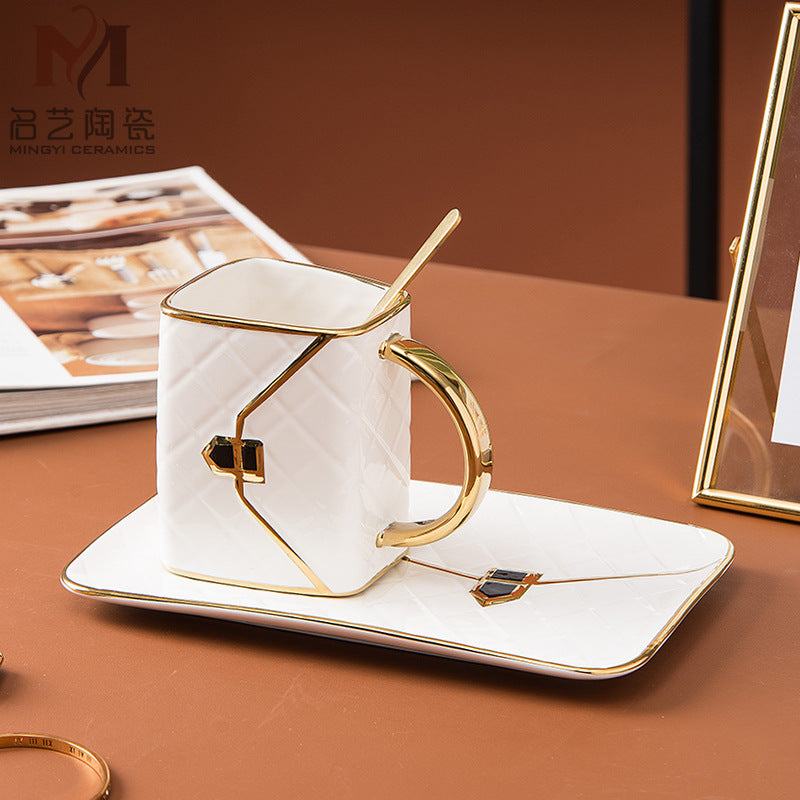 Gold-Painted Coffee Cup And Saucer Set